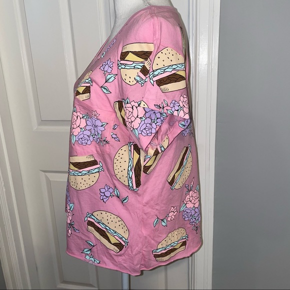 Wildfox Hamburger Floral V-Neck Pink Shirt - Picture 4 of 10